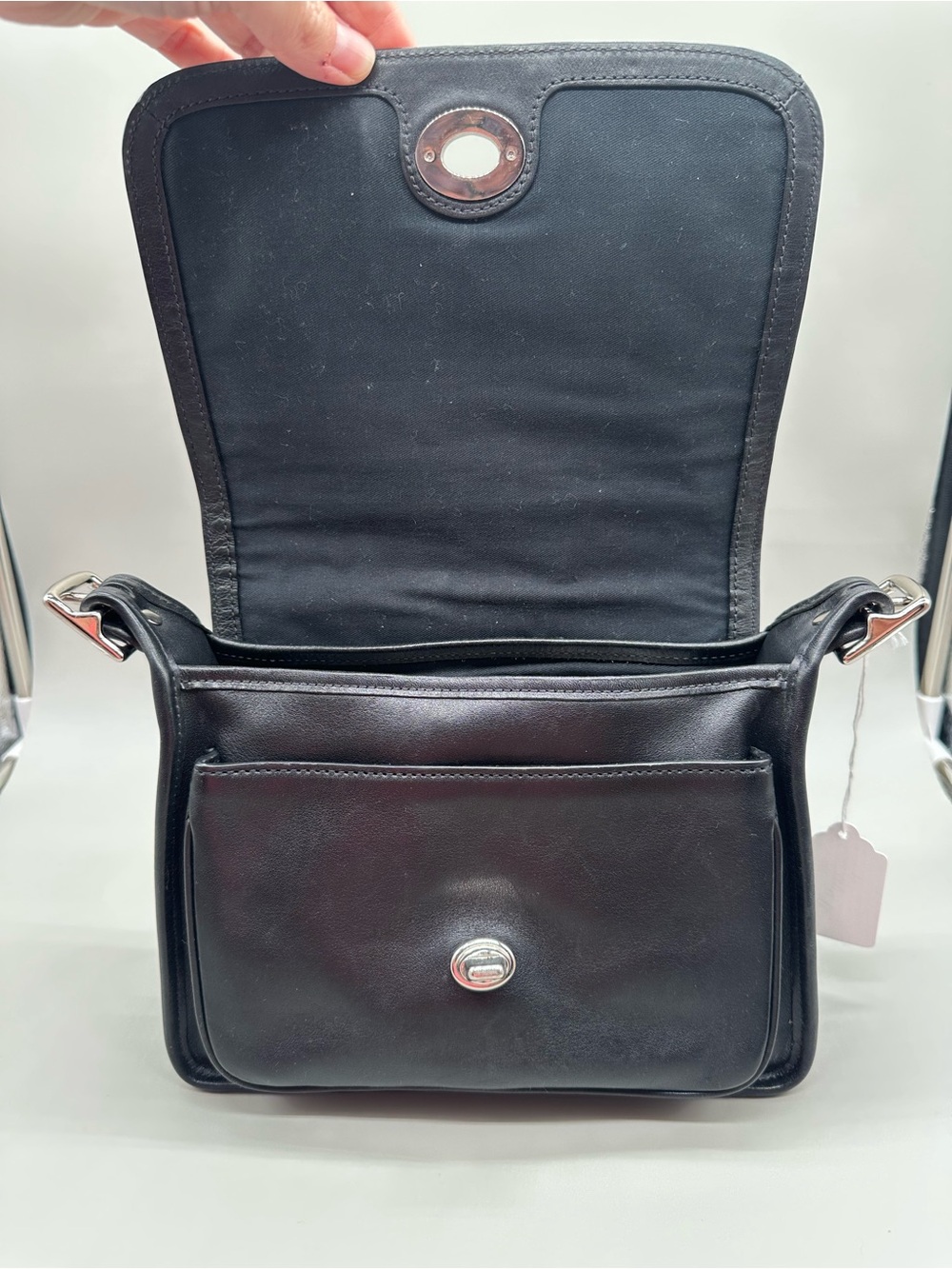 Coach Legacy Archive Rambler Black Leather Crossbody Bag with Silver Turnlock - Picture 4 of 11